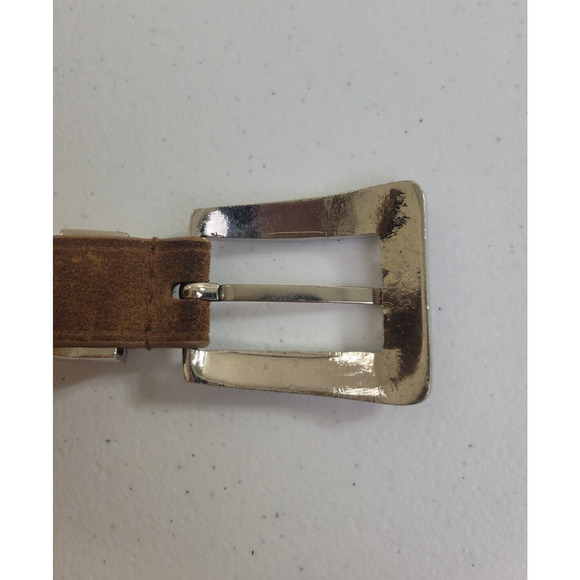 Nine West Brown Genuine Leather Simulated Lining Rhinestone Belt Womens SZ Small - Picture 5 of 11